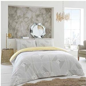 GAVENO CAVAILIA Geometrisch patroon vormen dekbedovertrek, luxe omkeerbare marmer, lijnen quilt bed set, polykatoen, grijs, dubbel