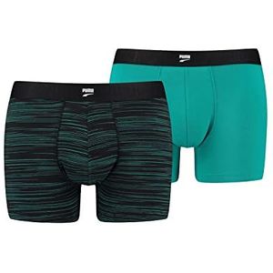 PUMA Space Dye boxershorts voor heren, verpakking van 2 stuks, Aqua Combo, S