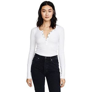 Splendid Thermisch Henley-shirt met lange mouwen voor dames, Wit, S