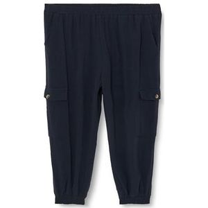 KAFFE Capri broek voor dames, 3/4 lengte, elastische taille, elastische manchetten, cargozakken, Midnight Marine, 44