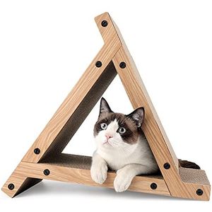 FUKUMARU 3-zijdige verticale kat krabpaal, driehoek kat krabtunnels speelgoed, krabpaal voor kitten spelen oefening