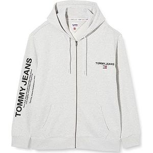 Tommy Jeans Heren TJM Plus Reg Entry Zip-Thru Hood Hoody, Zilver Grijs Htr, XXL grote maten tall