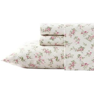 Laura Ashley Katoenen flanellen beddengoedset, Audrey Roze/Crème, King