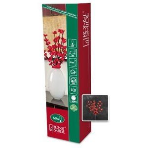 Konstsmide LED kersenbloesemtakken, rode stoffen bloemen, 48 cm, 60 rode diodes, 24V interne transformator, transparante kabel - 3366-550