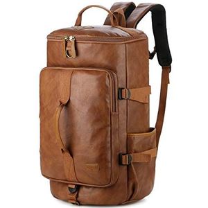 BAOSHA HB-26 3-Manieren Lederen Mannen Holdall Weekend Reizen Duffel Tote Bag Rugzak Schoudertassen Convertible Reizen Wandelen Rugzak Overnachting Weekender Tas Handtas, Bruin, L, Modern design