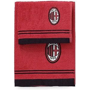 AC Milan 8907 020 2110 handdoek en gastenset van schuim, 100% katoen, rood/zwart, 100 x 60 x 1 cm, 2 stuks