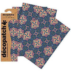 Decopatch Papier No. 705 (blauw roze Oriental, 395 x 298 mm) 3-pack