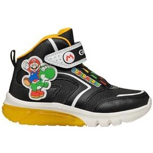 Geox J Ciberdron Boy J Sneakers voor kinderen, Zwart Geel, 27 EU