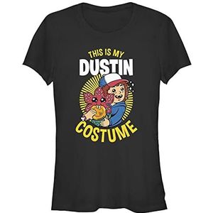 Stranger Things Dames Dustin kostuum met korte mouwen T-shirt, zwart, M, zwart, M