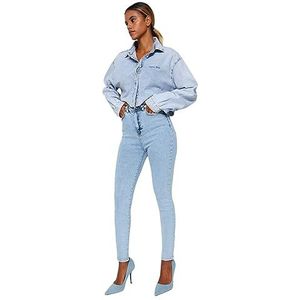 TRENDYOL Rechte slanke jeans met hoge taille voor dames, lichtblauw, 42