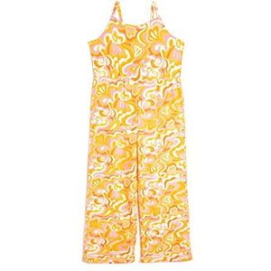 Koton Meisjesjumpsuit, met nekbandjes, psychedelisch bedrukt, Oranje Design (2d1), 6-7 Jaar