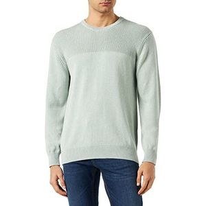 Hackett London Heren katoenen rib detail CRW trui, Dusty Groen, XL