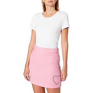 Love Moschino Tube-rok stretch wol stof. Aangepaste matching Hue-strass hart met glanzende print aan de voorkant. Damesrok, Snoep Roze, 46 NL