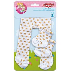 Heless 477 - panty met sokken voor poppen, wit met gouden stippen, maat 35-45 cm