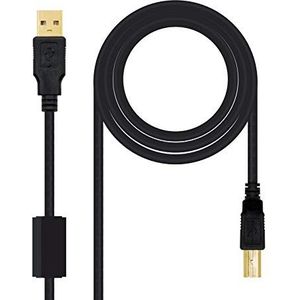 Nanocable 10.01.1203 - USB 2.0 kabel voor printer met ferriet, type A/M-B/M, mannelijk, zwart, 3,0 m