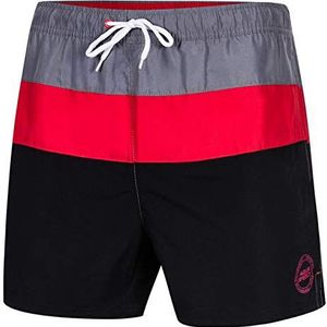 Aquaspeed zwemshorts voor heren, stijlvol en comfortabel, met achterzak, ideaal voor zwembad of strand, travis, grijs/rood/zwart, L