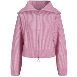 JACK & JONES Dames Jxgilly Diverse High Neck Cardigan Knit Gebreid Vest, Moonlite Mauve/Detail:/Vanilla Ice Neck Piping, M