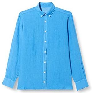 Hackett London Heren kledingstuk geverfd linnen B shirt, Blauw, XS