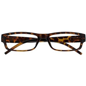 OPULIZE ACE leesbril - licht en comfortabel - lezer - klassiek modern dagelijks rechthoekig montuur - krasbestendige veerscharnieren - designer-stijl - bril/bril - heren en dames, Bruine schildpad, +