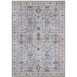 Nouristan Asmar Tapijt – woonkamertapijt Orient-Touch gedetailleerd patroon met bloemen en curpools, plat geweven tapijt voor eetkamer, woonkamer, slaapkamer – blauw, 120 x 160 cm