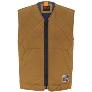 BOSS Okella gewatteerd slimfit vest voor heren, met logo in wandellook, lichtbeige, 56