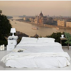 Apalis 94555 vliesbehang - Boedapest Skyline - Fotobehang breed, vliesfotobehang wandbehang HxB: 320 x 480 cm beige