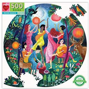 eeBoo - Ronde puzzel Moon Dance 500 stukjes gerecycled karton voor volwassenen - 58,5 cm diameter, PZFMND, meerkleurig