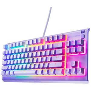 SteelSeries Apex 3 TKL Lavendel RGB-gamingtoetsenbord - Compacte TKL-vormfactor - 8-zone RGB-verlichting - Water- en stofbestendig - Fluisterstille gamingschakelaars - UK Layout QWERTY