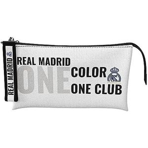 CYPBRANDS Real Madrid pennenetui, drievoudig, One Color One Club, Wit, Eén maat