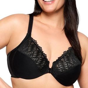 Glamorise Vrouwen Plus Size Front-Close T-Back Wonderwire Onderdraad #1246, Zwart, 115C