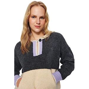 Trendyol Dames regular fit basic capuchon gebreide trui sweatshirt, Grijs, S