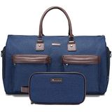 Converteerbare kledingtas met schouderriem, MODOKER Carry on Garment Duffel Bag voor Mannen Vrouwen - 2-in-1 Hangende Koffer Pak Reistassen, Blauw, 45L US, Schoudertassen