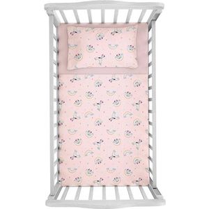 Minnie Mouse Beddengoedset voor kinderbed, 100% katoen, babybeddengoed, Disney Micky Mouse, hoeslaken, kussensloop, roze