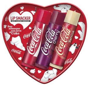 Lip Smacker Coca-Cola Heart Lip Balm Set, 3 lippenbalsems voor kinderen met originele Coca-Cola smaak, transparante en hydraterende formule