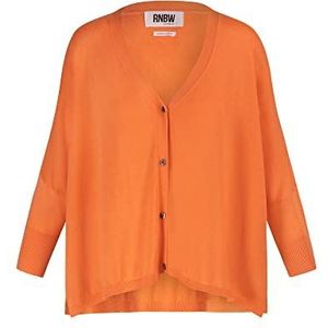 RNBW Dames oversized cardigan gebreide jas, oranje, normaal, oranje, L