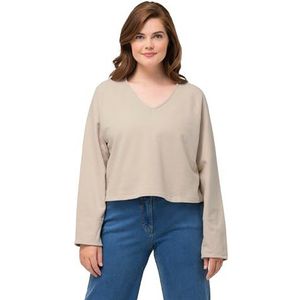 Ulla Popken - Gestructureerd Kort Sweatshirt - Ivoor - Dames