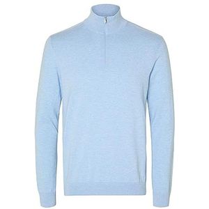 SELETED HOMME Heren Slhberg Half Zip Cardigan Noos Pullover, Cashmere Blue/Detail: melange, L