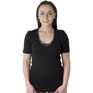 Made in Italy- 3 underwear shirt for woman with short sleeve (lacy macramé or sateen borders) in warm cotton