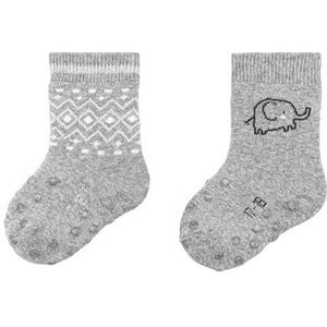 Sterntaler ABS kruipsokken dubbelpak olifant, lichtgrijs, gemêleerd, 16 EU