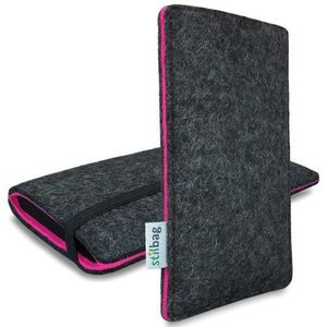 Stilbag Vilten tas 'FINN' voor Sony Xperia Z3 compact - Kleur: antraciet/roze