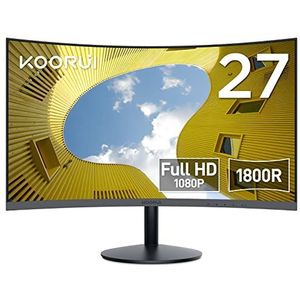 KOORUI Gebogen Monitor - 27 Inch FHD Gebogen Computermonitor, VA Paneel, 60Hz, Kromming 1800R, Kantelinstelling, Oogverzorging, HDMI, VGA Gaming Monitor, Zwart 27N5C