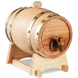 Relaxdays mini whiskey vat - 1,25 liter - houten vat met kraantje - wijntap - eikenhout