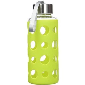 IBILI Glazen fles, Lake, 400 ml, groen, boriumsilicaat, herbruikbaar, schokbestendige beschermhoes