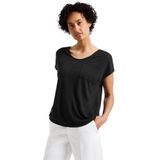 Street One Dames linnen look T-shirt, zwart, 34