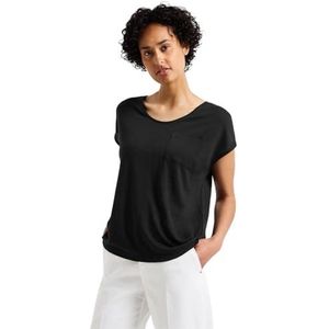 Street One Dames linnen look T-shirt, zwart, 34