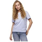 PIECES Pcria Ss Tee Stripes Noos Bc T-shirt voor dames, Hydrangea/Stripes: helder wit, S