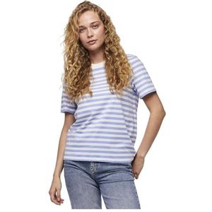 PIECES Pcria Ss Tee Stripes Noos Bc T-shirt voor dames, Hydrangea/Stripes: helder wit, S