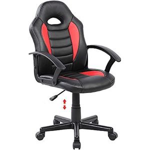 Rocada // Ergonomische gamingstoel, draaibaar, ademend, stoel met draaibare zitting, in hoogte verstelbaar, zwart en rood