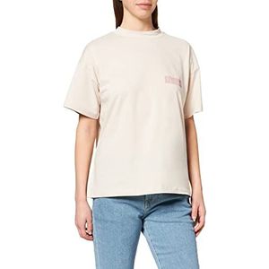 IPEKYOL Womens High Collar Slogan Print T-shirt, Powder, L