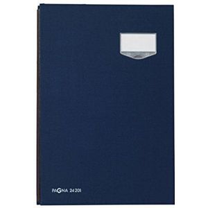Pagna 24201-02 handtekeningsmap de Luxe 20-delig linnen omslag, rekbare rug, roze bluskarton de Luxe-labelbord, blauw
